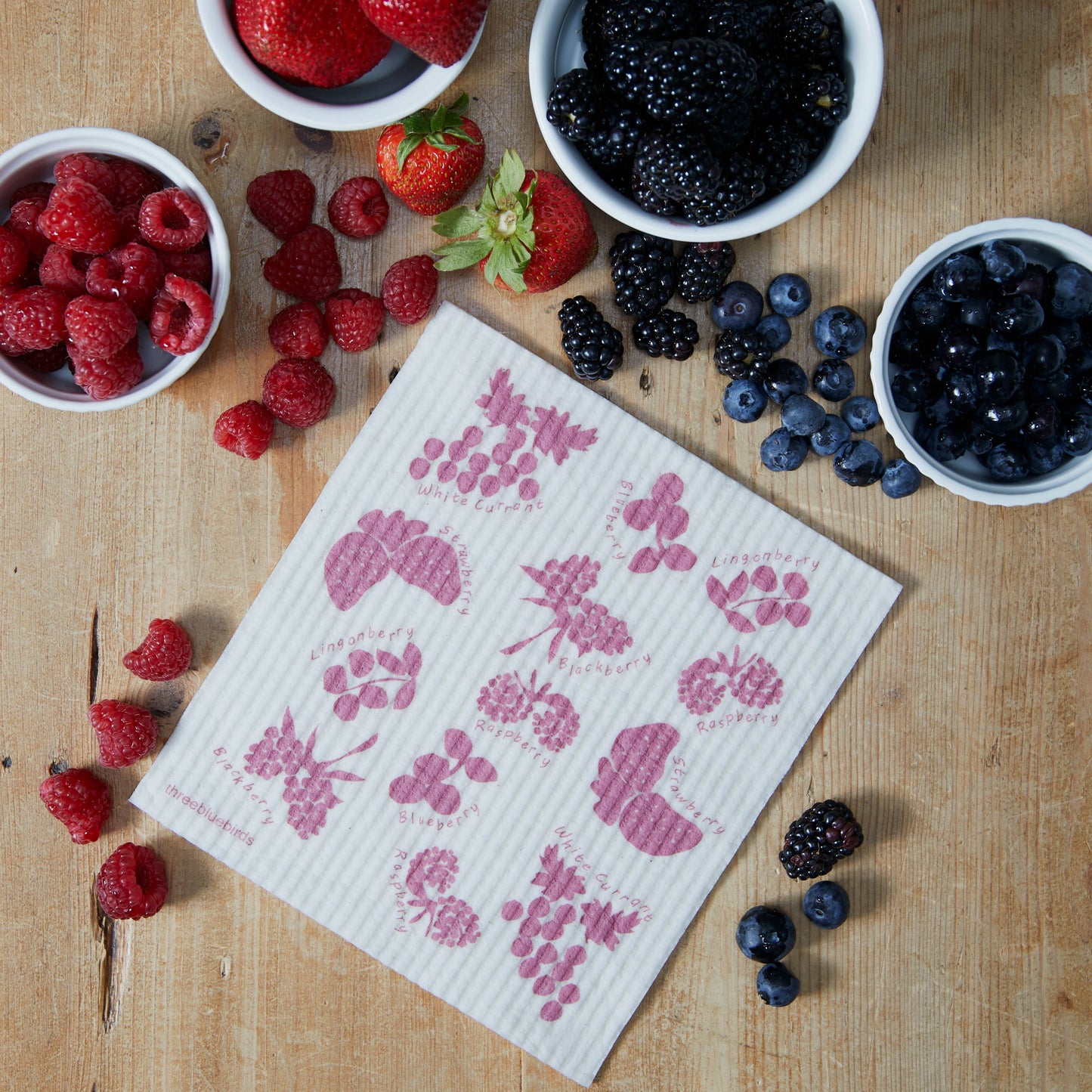 Mixed Berries - Swedish Dishcloths by Three Blue Birds
