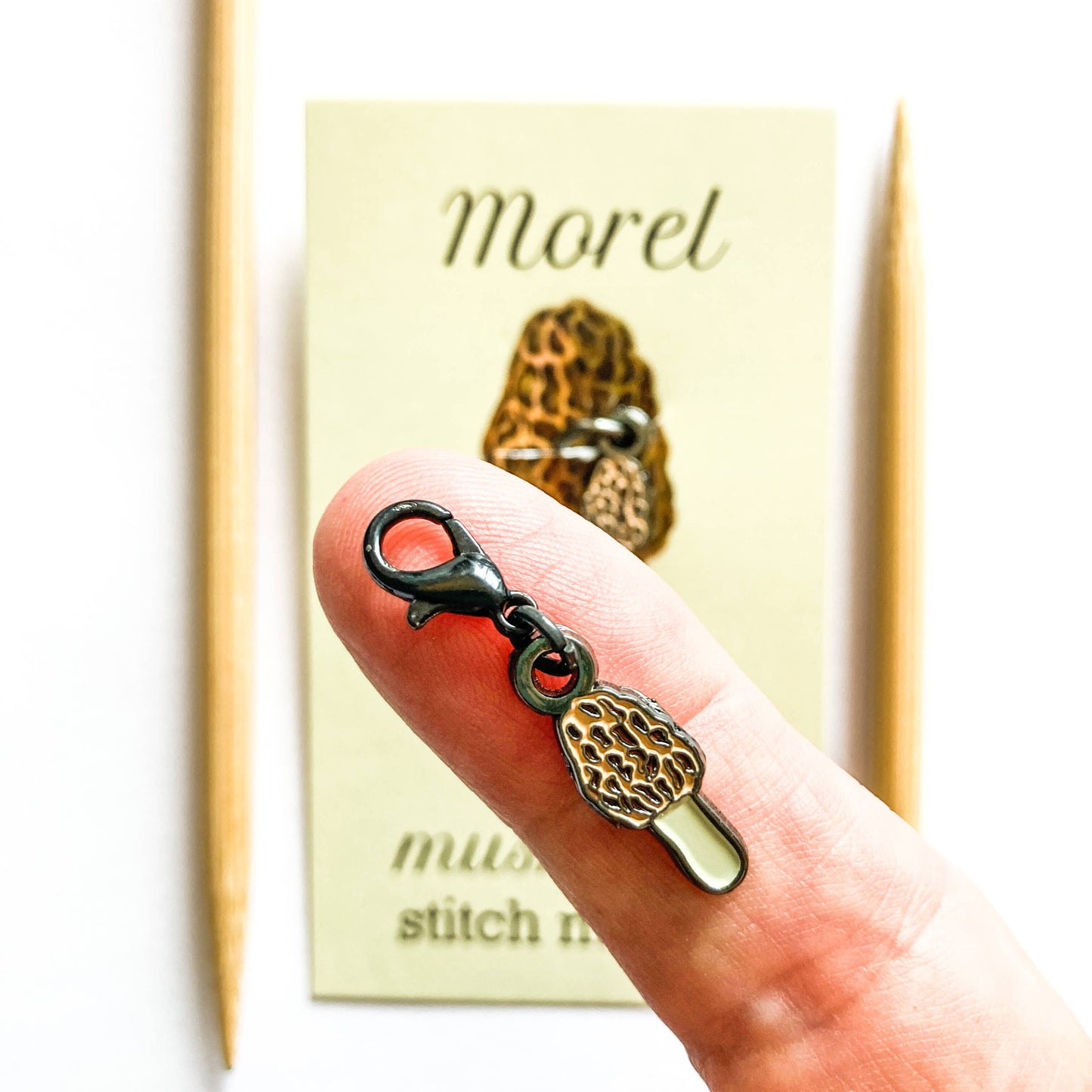 Makers mushrooms Morel Single Stitch Marker from Firefly Notes