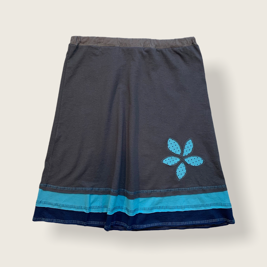SALE 50% off - Charcoal - Upcycled Three Layer Applique Skirt by Sardine Clothing Co