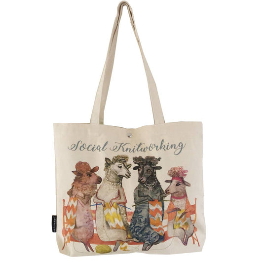 Social Knitworking Tote Bag by Artiphany