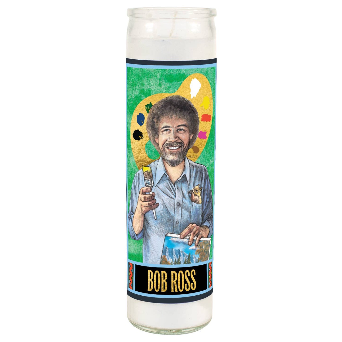 Bob Ross Secular Saint Candle from Unemployed Philosophers Guild