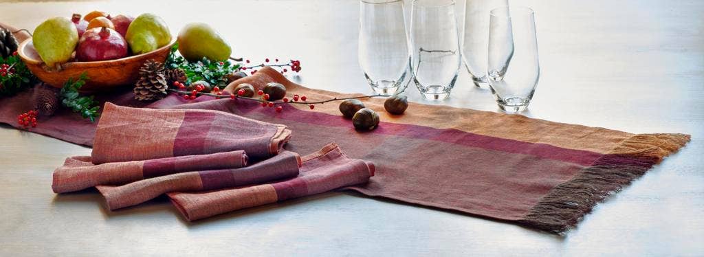 ROSE WINE Handwoven Flax Linen Runner from Sustainable Threads