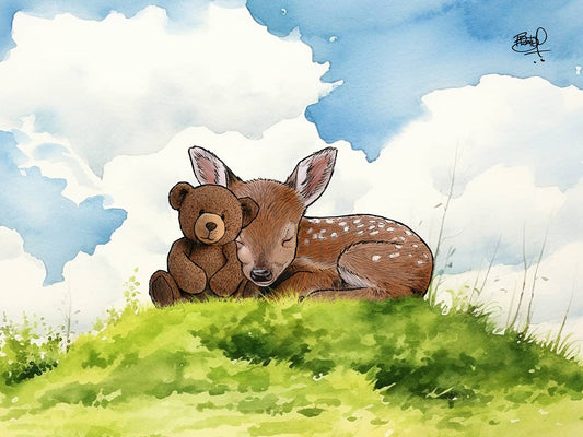 Snuggle Bear Greeting Card (blank inside) by Shawn Braley Illustration