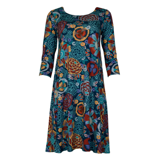 SALE 50% off - Blue Garden - 3/4 sleeve Lexi dress by Salaam Clothing