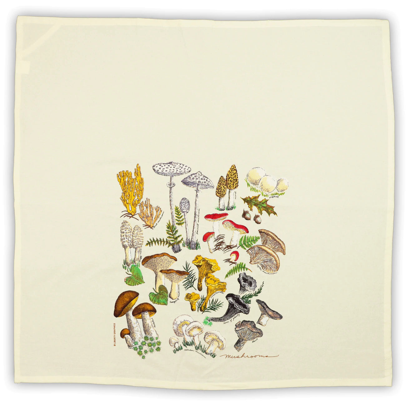 Mushrooms - Flour Sack Tea Towel by Liberty Graphics
