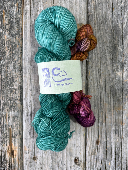 Pemaquid: Verdigris + Floral Fix - Riff Shawl Kit