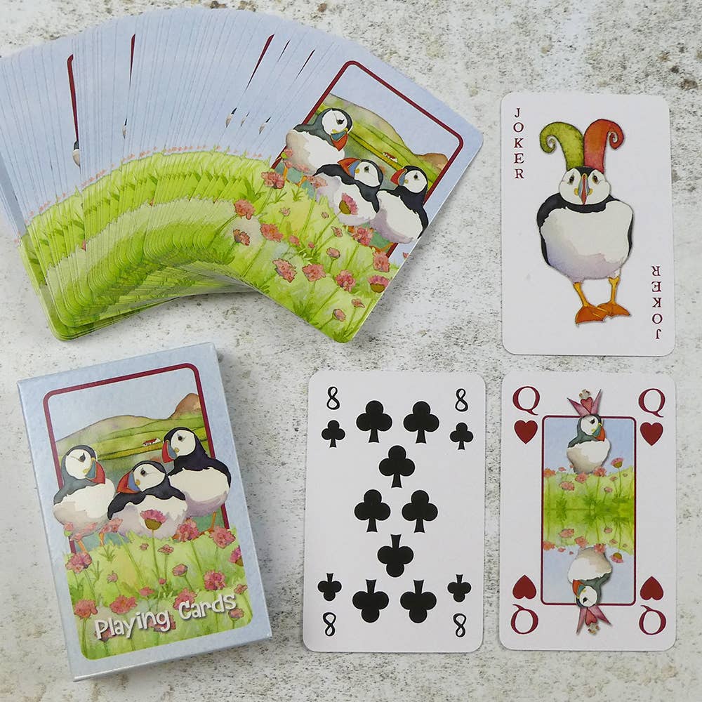 Sea Thrift Puffins Playing Cards from Emma Ball Ltd