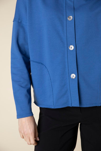 French Terry Curved Pocket Jacket in Blue by Habitat Clothing