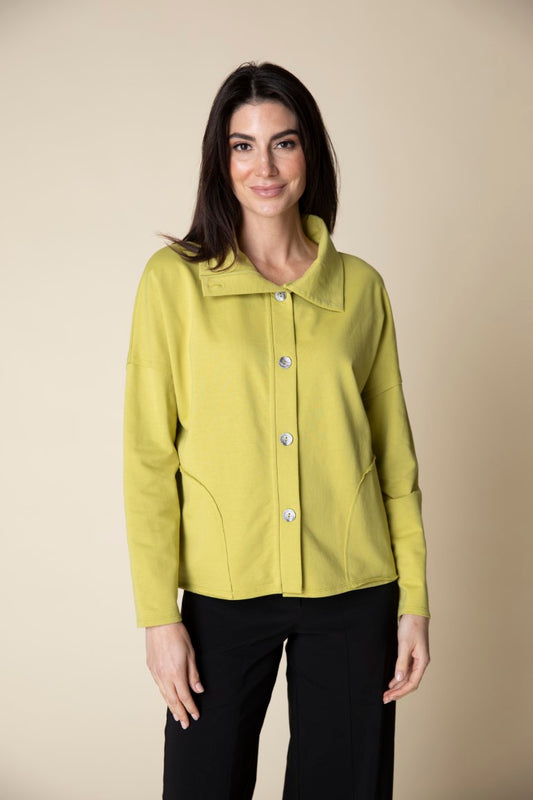 French Terry Curved Pocket Jacket in Pear by Habitat Clothing