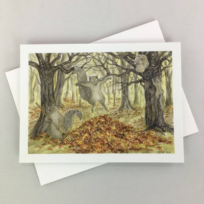 Leaf Pile - Greeting Card by Woodfield Press
