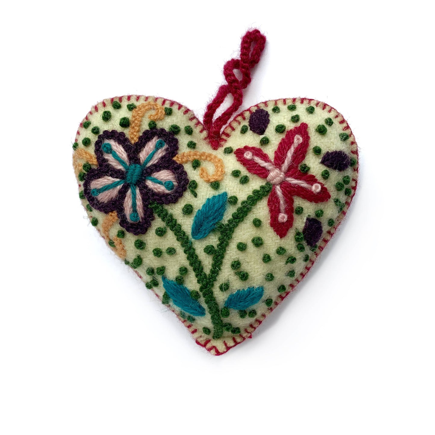 Colorful Embroidered Heart Ornament from Ornaments 4 Orphans