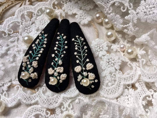 Baby Breath Pearl Embroidered Hair Barrette from Quince Fables