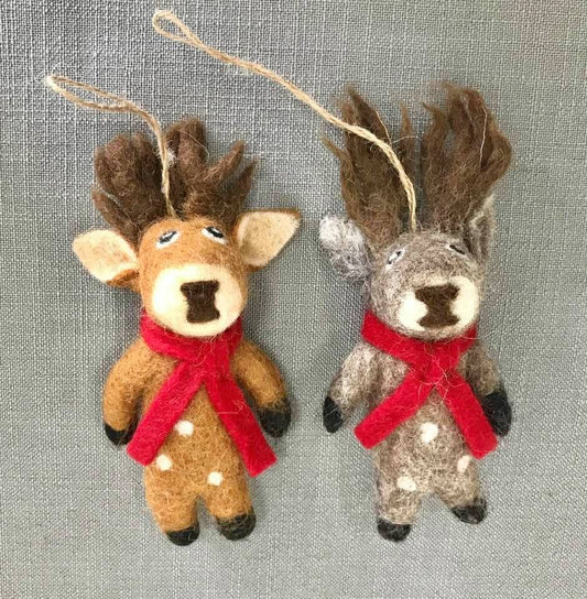 Spotted Reindeer Holiday Ornaments by The Winding Road