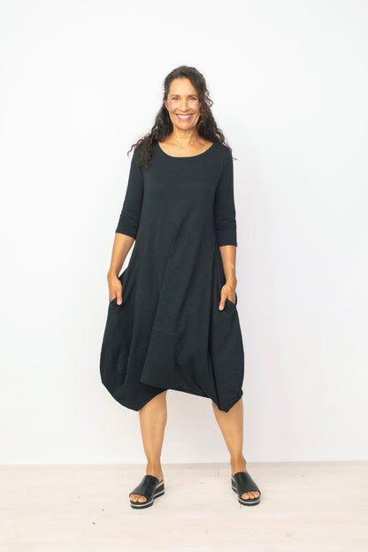Cotton Artist Dress in Black by Habitat Clothing