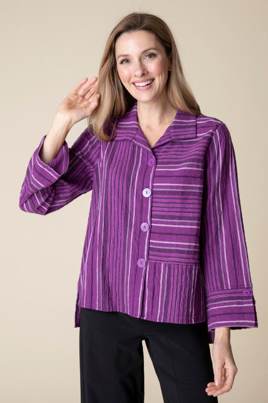 Change Your Stripes Pocket Shirt in Plum by Habitat Clothing