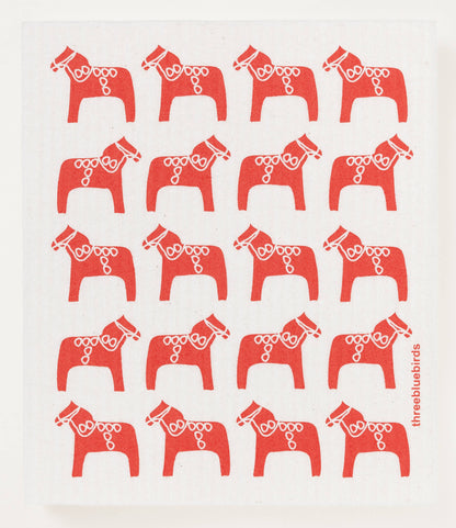 Red Dala - Swedish Dishcloths by Three Blue Birds