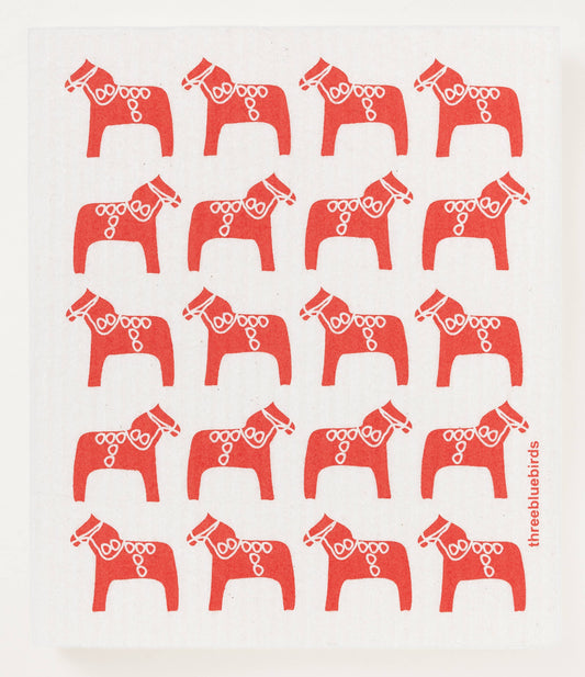 Red Dala - Swedish Dishcloths by Three Blue Birds