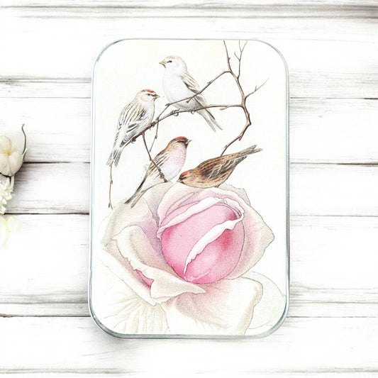 Vintage Rose & Birds Notions Tin from Firefly Notes