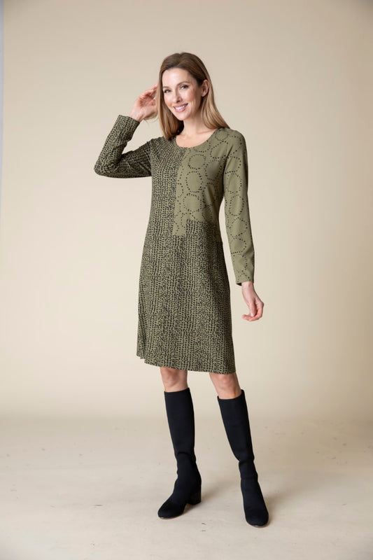 Core Travel Mix Patch Pocket Dress in Olive by Habitat Clothing