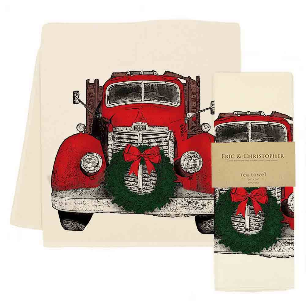 Truck with Wreath Tea Towel from Eric and Christopher