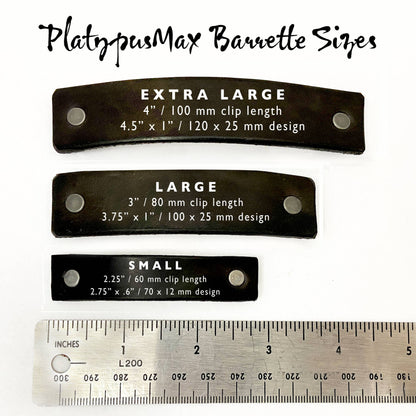 Violet Spirals Leather Hair Barrette by PlatypusMax