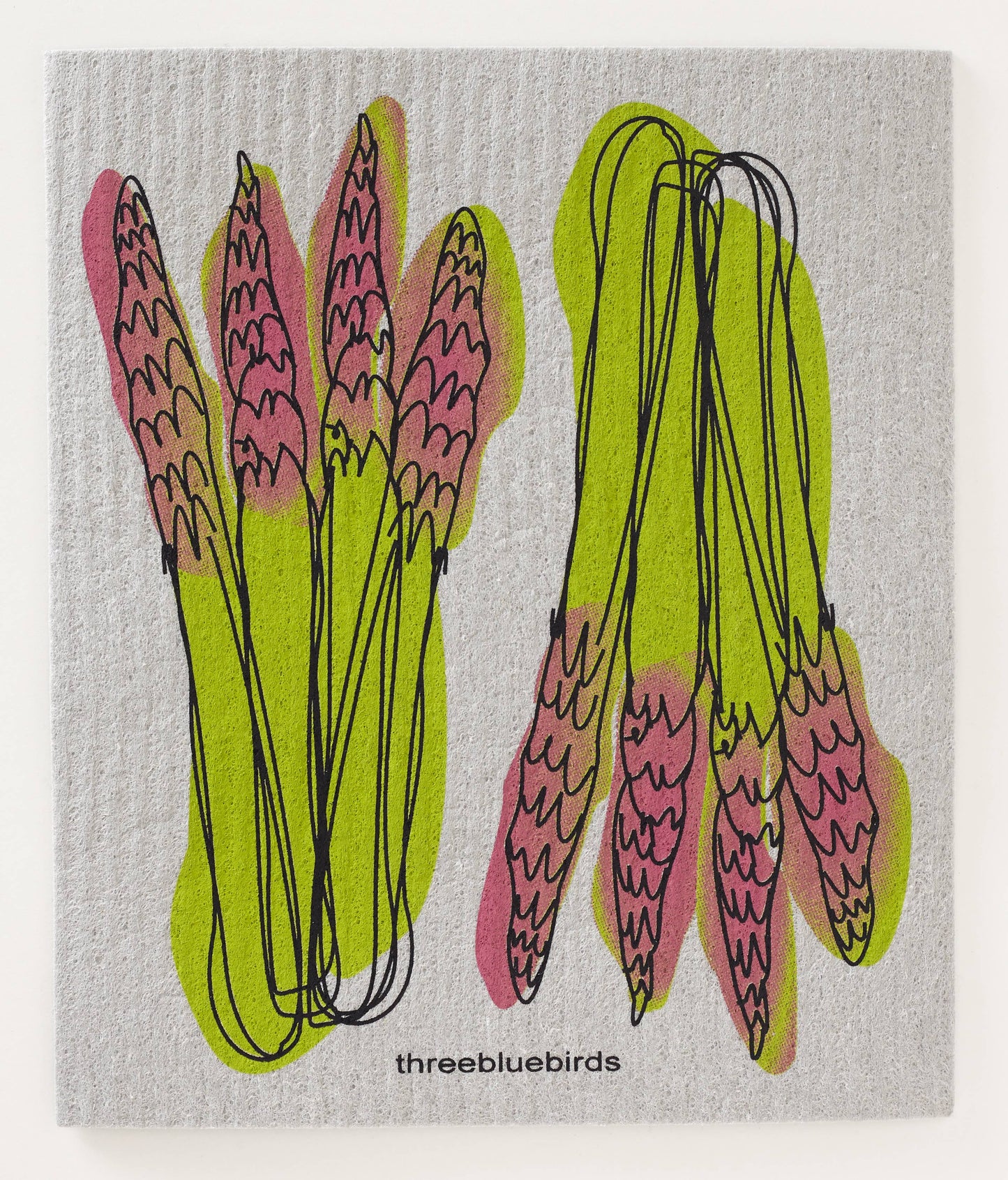 Asparagus on Grey - Swedish Dishcloths by Three Blue Birds