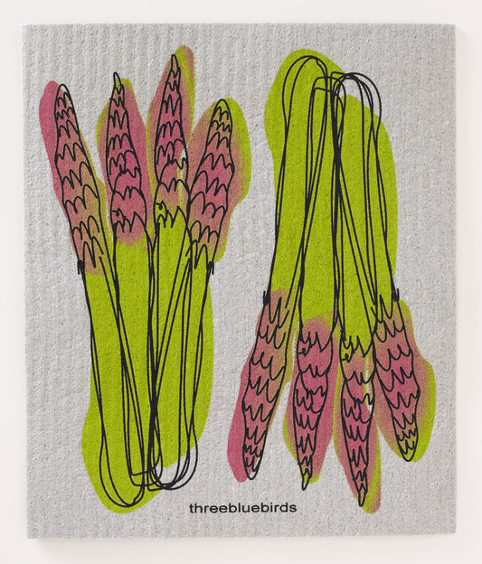Asparagus on Grey - Swedish Dishcloths by Three Blue Birds