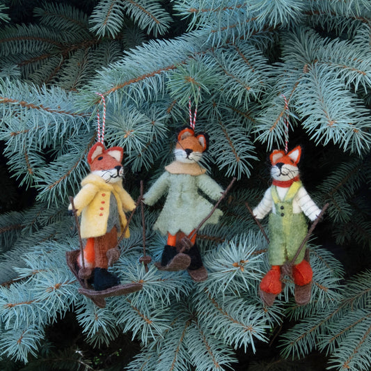 Assorted Fox on Skis Ornament from The Winding Road