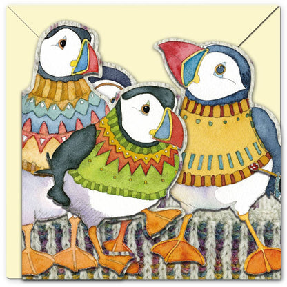 Woolly Puffins Two Fold Greeting Card from Emma Ball