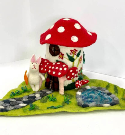 Magic Mushroom Felt Fairy PlayHouse for Finger Puppets from The Winding Road