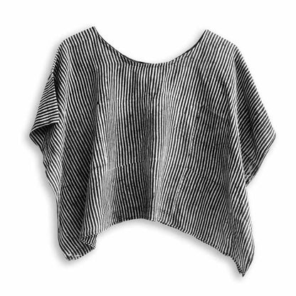 Black & White Stripes Cotton Silk Croptop by Ichcha