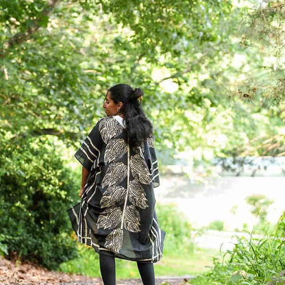 Jungle Black Lounge Kimono/Robe Beach Coverup by Ichcha - Maine Yarn & Fiber Supply