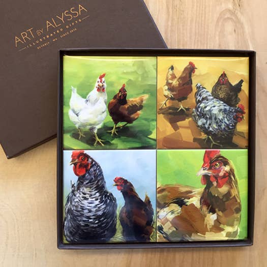 Chickens Coaster Set by Art by Alyssa