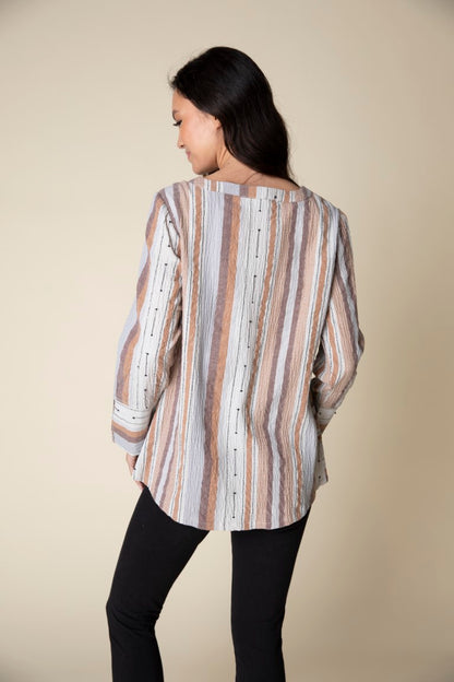 Peruvian Stripe Angled Pocket Tunic in Ginger by Habitat Clothing