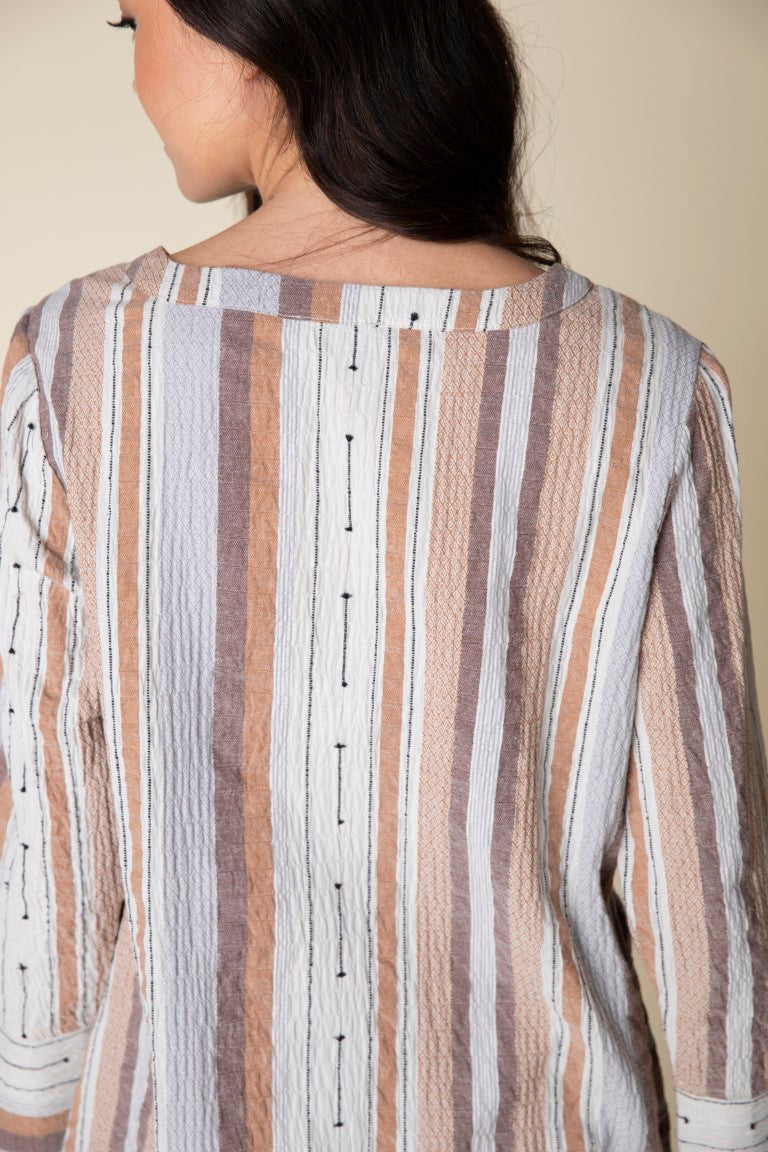 Peruvian Stripe Angled Pocket Tunic in Ginger by Habitat Clothing