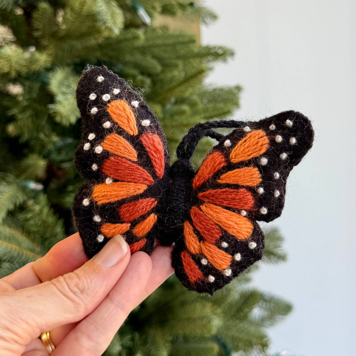 Monarch Butterfly Embroidered Felt Wool Ornament by Ornaments 4 Orphans