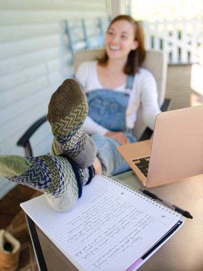 Bamboo Green Wool/Cotton Crew Socks by Solmate Socks