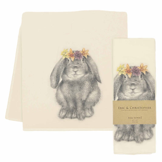 "Floofers" the Easter Bunny Tea Towel from Eric and Christopher - Maine Yarn & Fiber Supply
