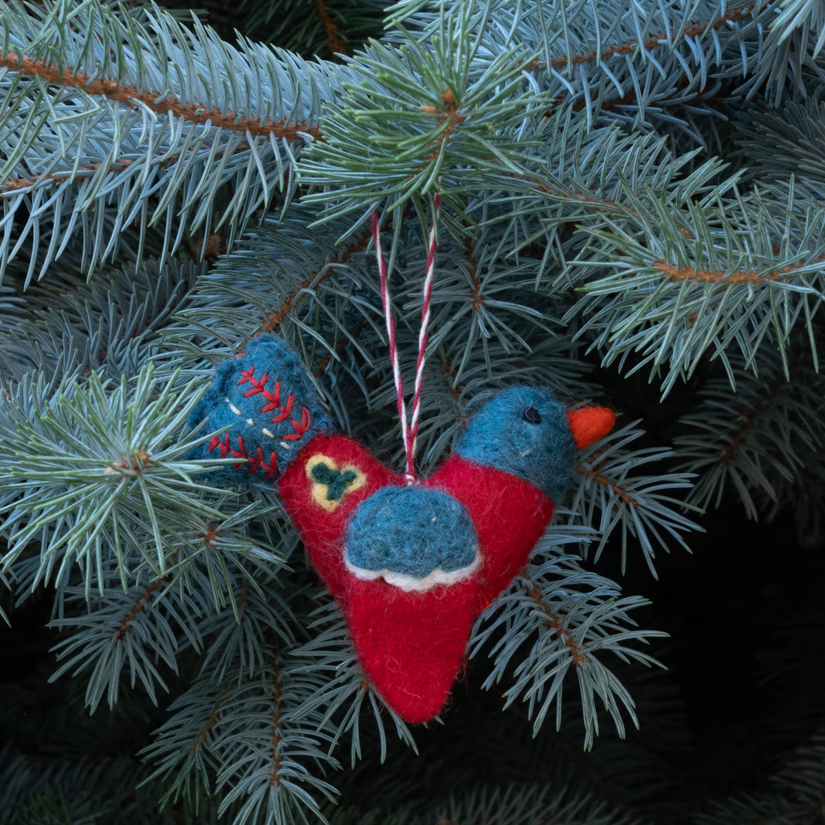 Embroidered Felt Bird Ornaments from The Winding Road