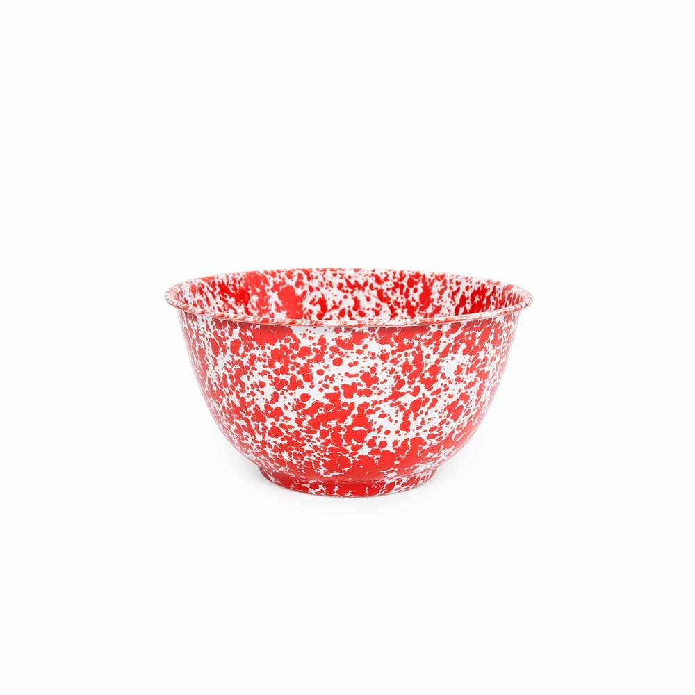 Red Splatter Large Salad Bowl Enamelware by Crow Canyon Home - Maine Yarn & Fiber Supply