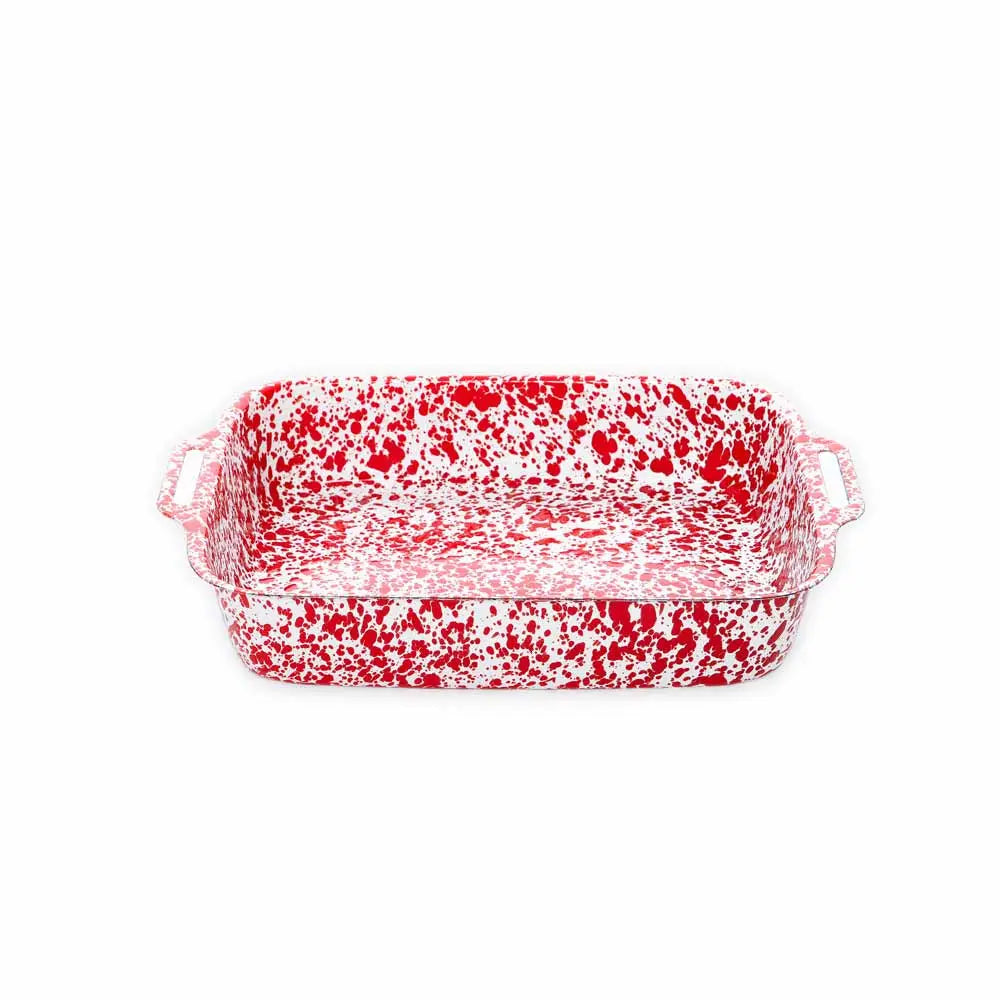 Red Splatter Lasagna Pan Enamelware by Crow Canyon Home - Maine Yarn & Fiber Supply