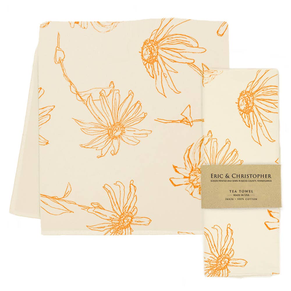 Sunshine Yellow Floral Tea Towel from Eric and Christopher
