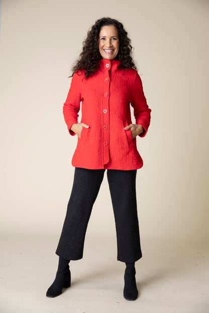 Box Quilt Shirttail Jacket in Apple by Habitat Clothing