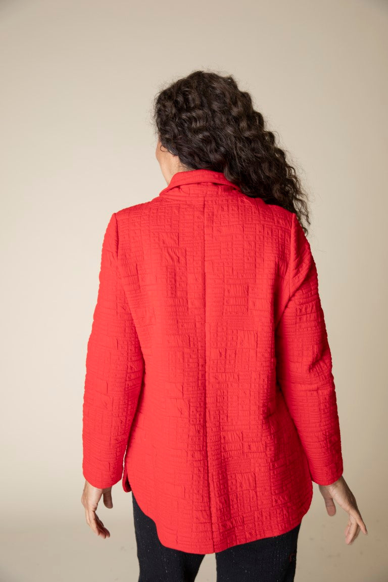 Box Quilt Shirttail Jacket in Apple by Habitat Clothing