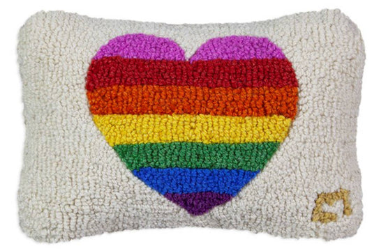 Rainbow Glow 8" x 12" Hand Hooked Wool Pillow from Chandler 4 Corners - Maine Yarn & Fiber Supply