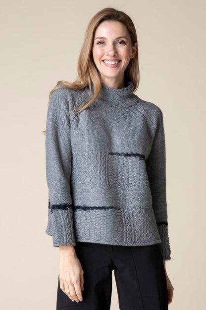 Harvest Tweed Mixed Cable Stitch Pullover in Iron by Habitat Clothing