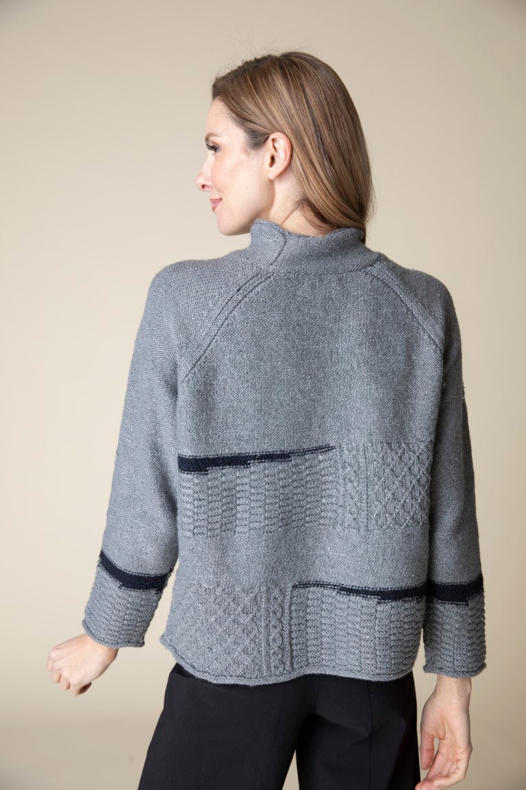 Harvest Tweed Mixed Cable Stitch Pullover in Iron by Habitat Clothing