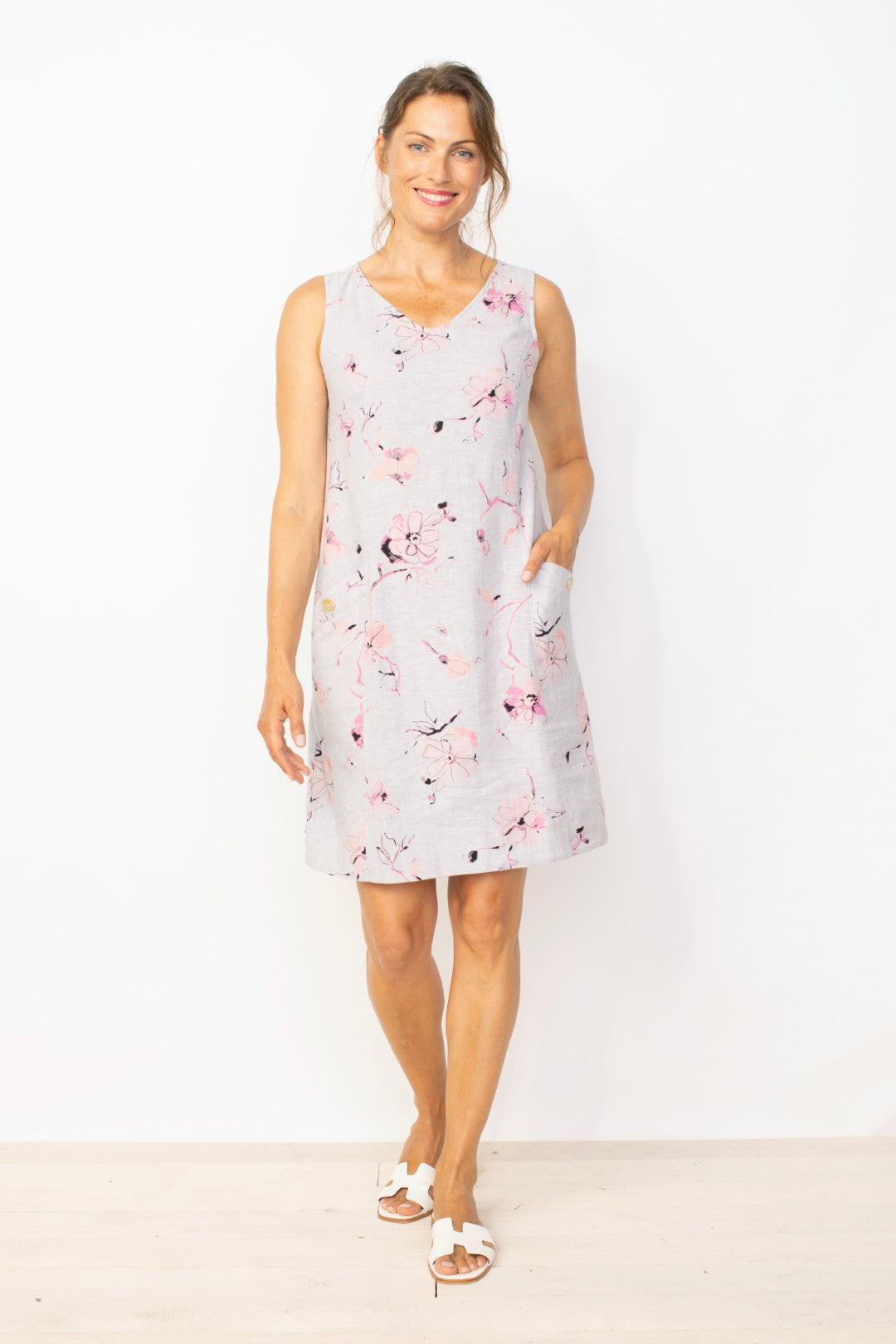 Easy Linen Parisian Floral Pocket Dress by Habitat Clothing