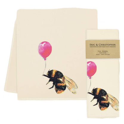 Bee with Balloon Tea Towel from Eric and Christopher - Maine Yarn & Fiber Supply