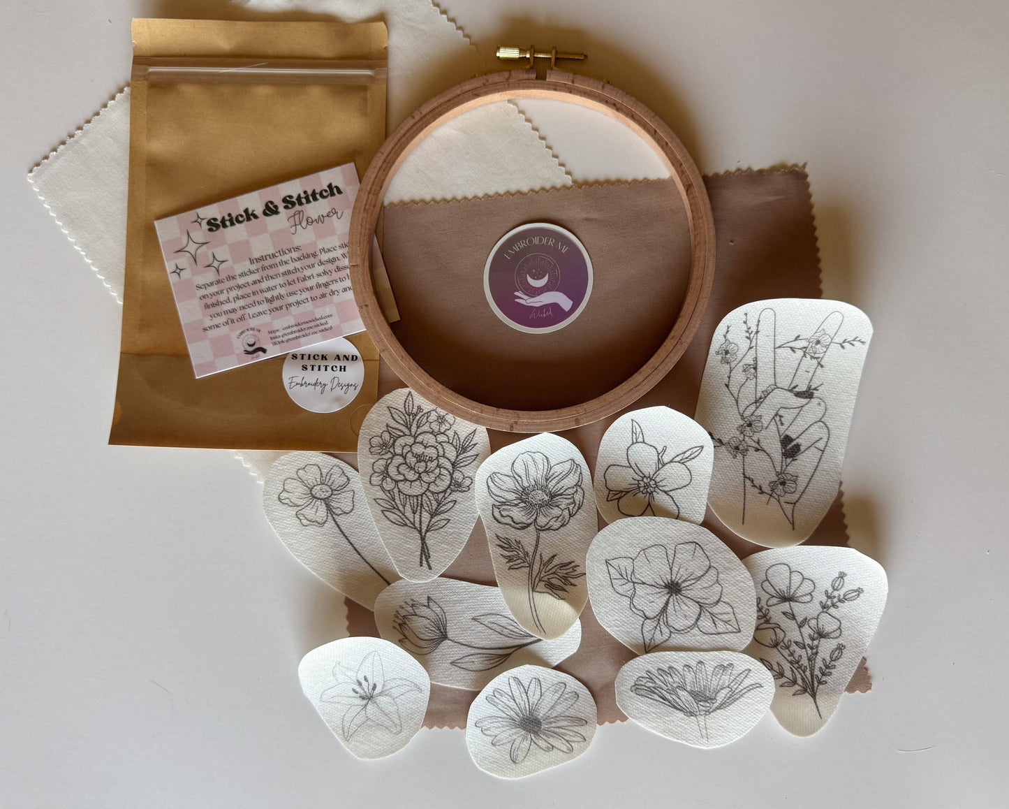 Flower Stick & Stitch Pack by Embroider Me Wicked